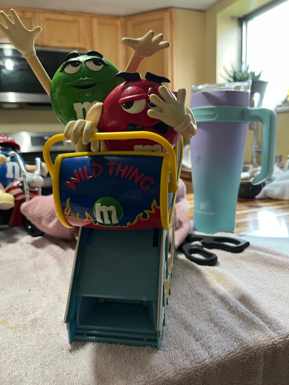 M&M's Wild Thing Roller Coaster Candy Dispenser Blue Plastic Vintage
